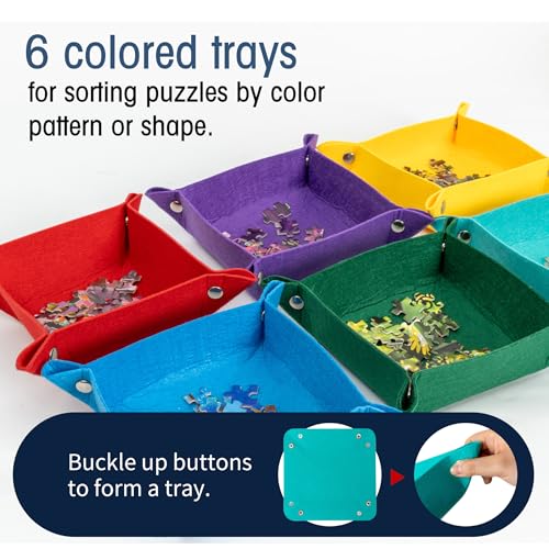 Tektalk Foldable Jigsaw Puzzle Board with 6 Color Sorting Trays - Image 5
