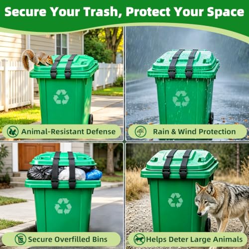2 Pack Metal Claw Trash Can Lid Lock Strap for Raccoons & Animals - Image 7