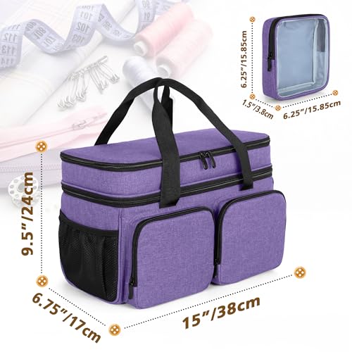 Large Sewing Organizer Bag with an Individual Pouch, Purple - Image 4