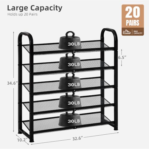 STORAGE MANIAC 5 Tier Shoe Rack, Heavy Duty Metal Shoe Organizer - Image 4