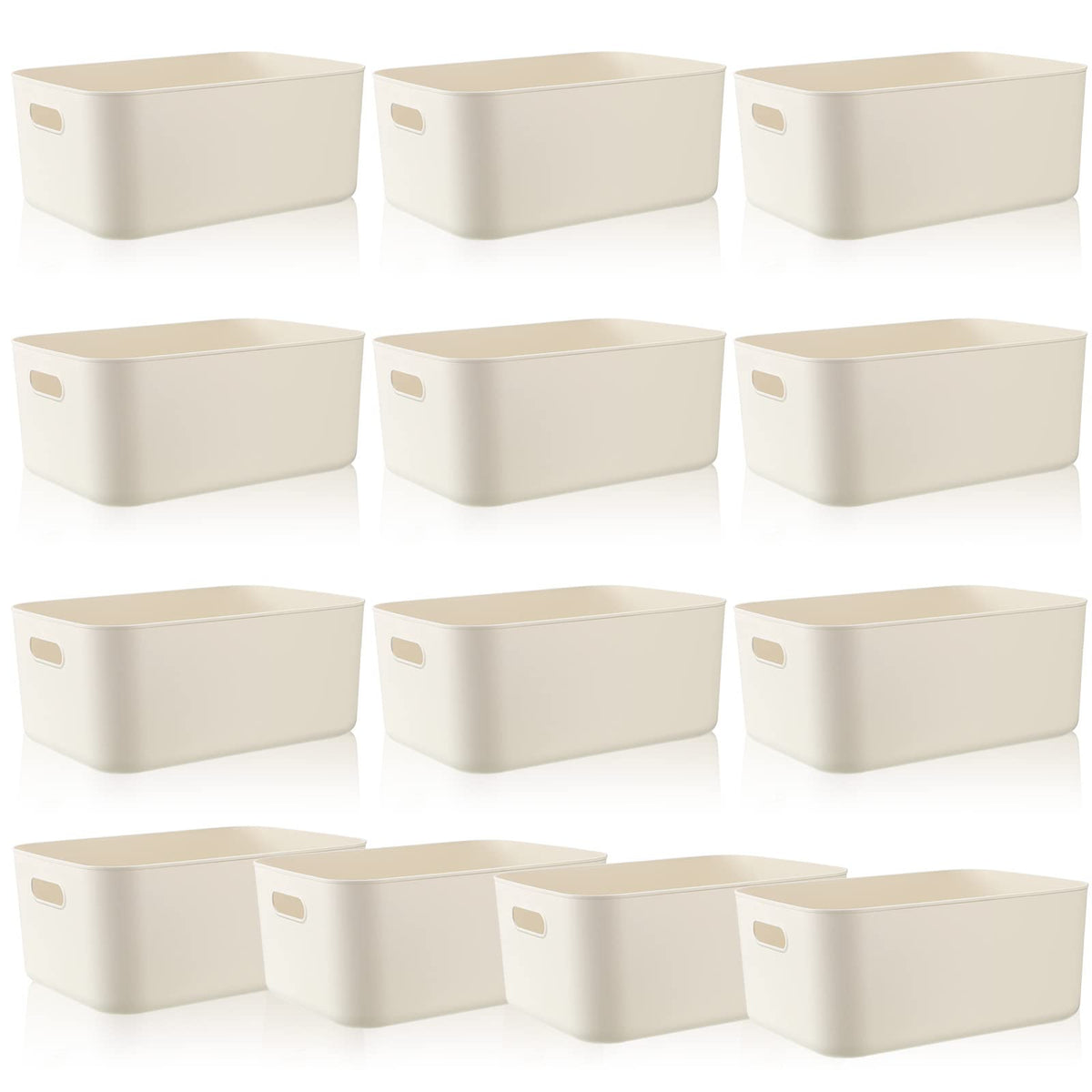 Zopeal White Plastic Storage Bins,10 Pcs,14 x 10.5 x 6.4 Inch - Image 1