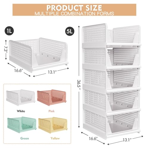caktraie 5 Pack Stackable Closet Storage Basket - Image 5