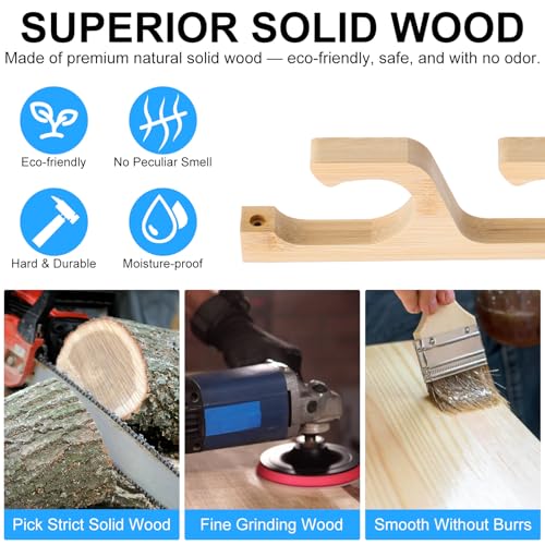 Solid Bamboo Fishing Rod Holders Wall Mounted Rack | Home Organization - Image 4