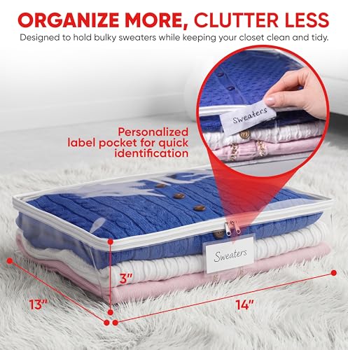 Masirs Clear Sweater Storage Bags 2-Pack – Zippered Vinyl - Image 3