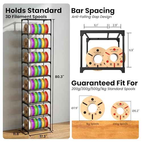 9-Tier 3D Printer Filament Storage Rack with Anti-Tipping - Image 4