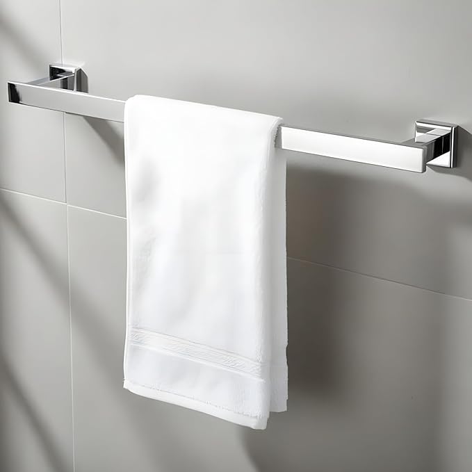 Roshan Handcrafted and Hand Polished Multi Purpose Towel Rack, SUS304 Stainless Steel Rust Proof and Peel Resistant Towel Shelf, Towel Hook, Includes 2 Handmade Hooks (4, Silver)