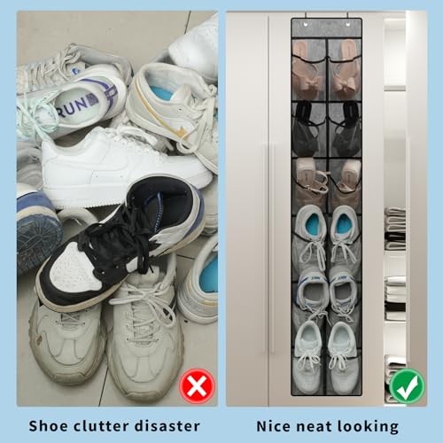 MSLOVE Narrow Over The Door Shoe Organizer, 12 Large Mesh Pockets - Image 6