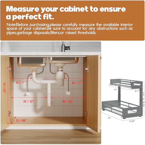 2-Pack 17"Deep Under Sink Organizer And Storage, 2-T | Under Sink Stor - Image 3