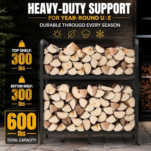 Firewood Rack Outdoor 30 Inch 2-Tier Heavy Duty Log Carrier Bag - Image 5