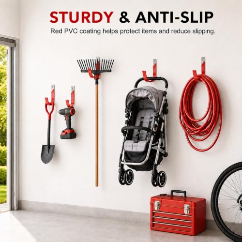 6 Pack Metal Garage Hooks, Heavy Duty Hose Hanger Wall - Image 3
