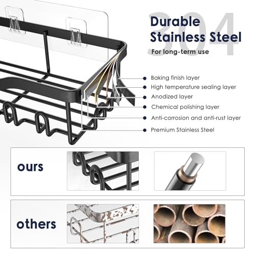 NESOMI 7-Pack Shower Caddy Adhesive,Stainless Steel Shower - Image 4