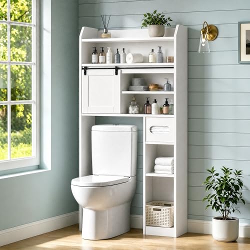 VECELO Over The Toilet Storage Cabinet with Sliding Doors - Image 2