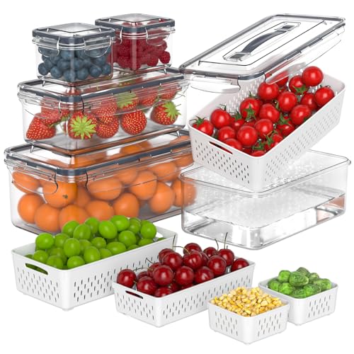 Anysig 5 Pack Fridge Fruit Storage Containers with Colander & - Image 2