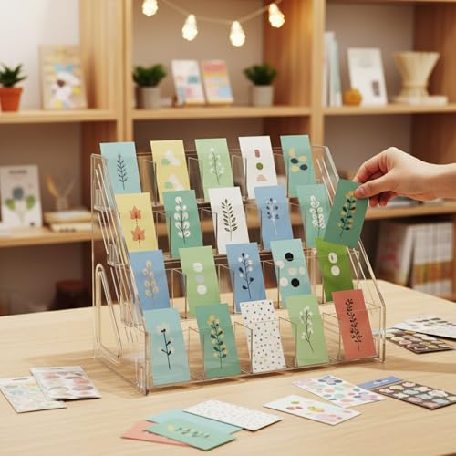 Sticker Display Stand, 4-Tier Acrylic Bookmark Holder Organizer - Image 3