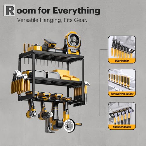 Power Tool Organizer, 3 Layers 4 Drill Holder Wall Mount - Image 5