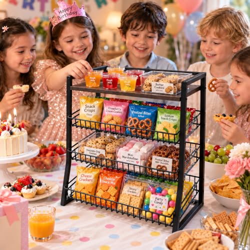 4-Tier Candy Display Rack, Countertop Snack Organizer with Wooden - Image 5