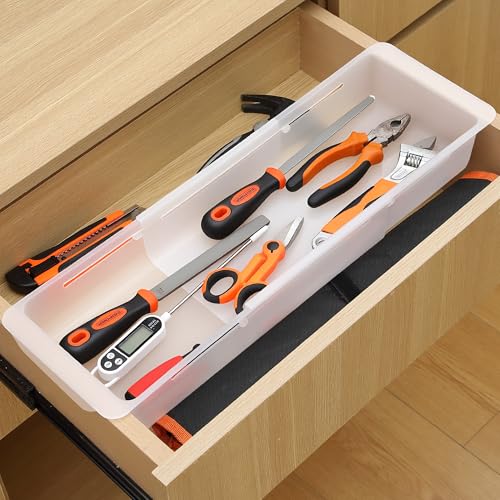 2 Pack Deep Drawer Organizer Bins, Adjustable Sliding - Image 3