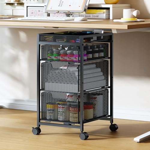 Rolling Utility Cart with 3 Drawers, Craft Organizer and Storage - Image 2