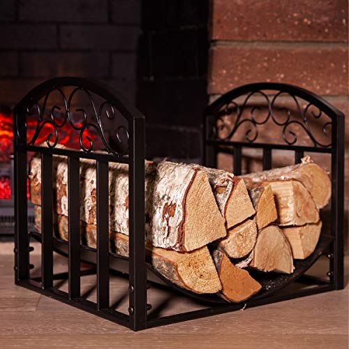 Barton 18" Wrought Iron Log Rack Black w/Scroll Design - Image 3