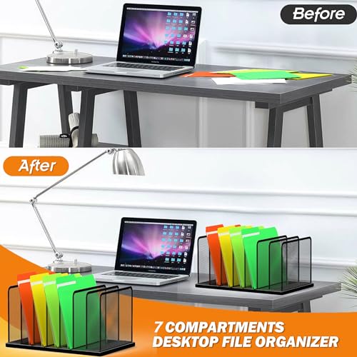Kuntine.B 7-Section Upright Desk File Organizer Black 1 Pack - Image 5