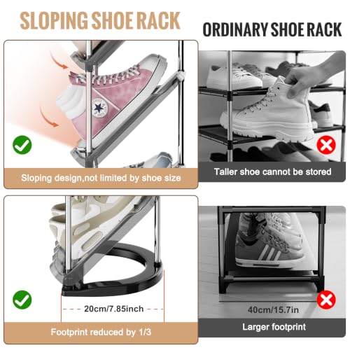 6 Tier Vertical Narrow Shoe Rack, Stackable Tall Skinny Shoe - Image 5