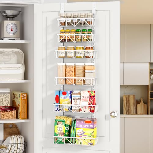 Delamu White Narrow 6-Tier Over the Door Pantry Organizer - Image 2