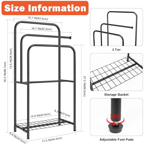 Towel Racks for Bathroom, 35" H Standing Towel Holder 3 - Image 4