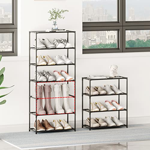 Small Shoe Rack 6-8 Pairs Sturdy Shoe Shelf 4-Tiers Narrow - Image 6