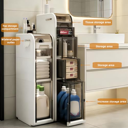 Slim Bathroom Storage Cabinet,7.1in Wide Narrow Gap Cabinet - Image 4