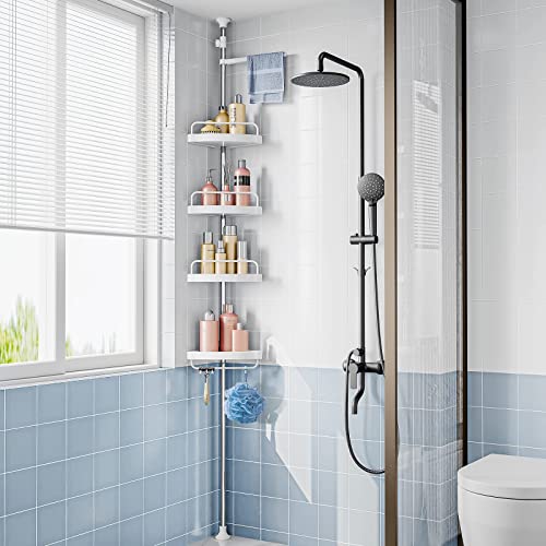 HAMITOR Corner Shower Caddy Tension Pole: Adjustable Stainless - Image 7