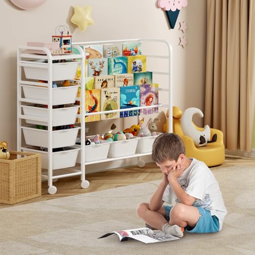 EXPERLAM Kids Bookshelf with Toy Storage Organizer, 4-tier Metal - Image 6