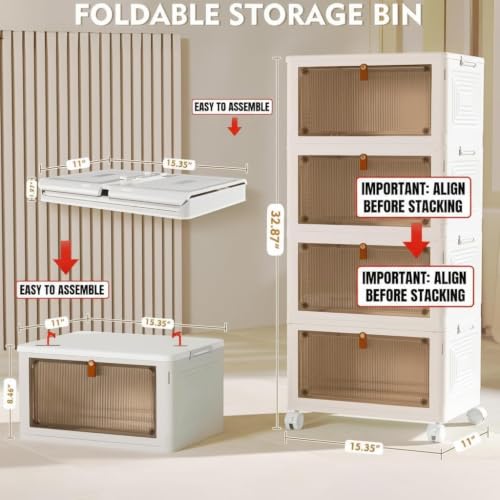 YFXCVSL 4 Tier Plastic Storage Bins with Lid 23.5QT, Stackable - Image 8