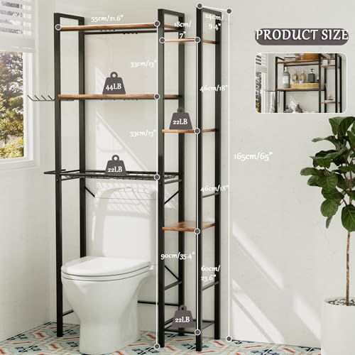 Over The Toilet Storage Cabinet, 3-Tier Bathroom Shelves - Image 4