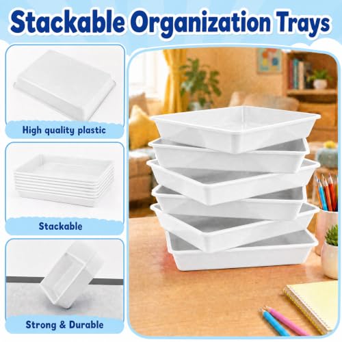 Defresit 12 Pcs Letter Size Flat Storage Paper Tray for Classroom - Image 4
