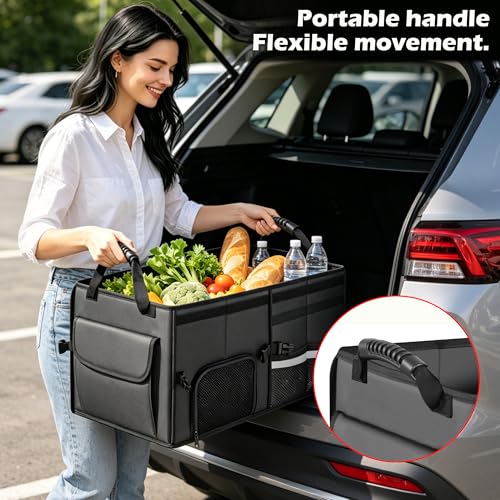 Car Trunk Organizer, 2 Compartments Car Storage Box with Lip - Image 5