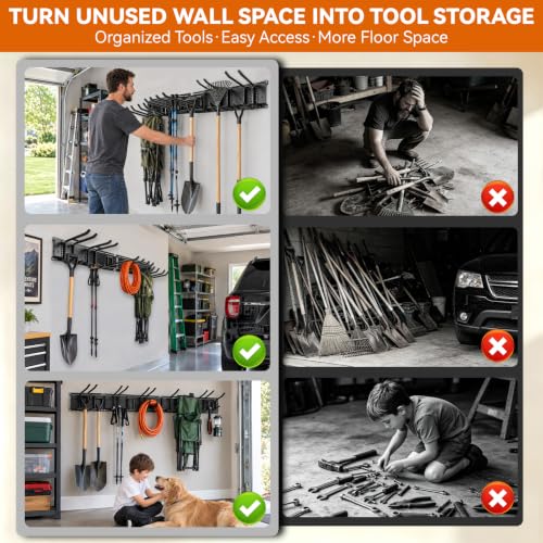 66" Garage Tool Organizer Wall Mount,Heavy Duty Adjustable Rack - Image 3