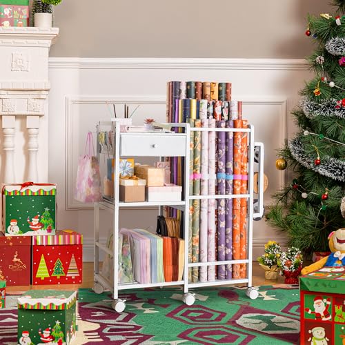 Wrapping Paper Storage, Rolling Gift Wrap Station - Image 3