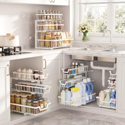 Under Sink Organizer, 2-Pack 3-Tier Height Adjustable Thickened - Image 6