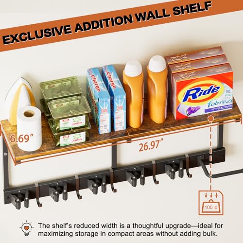 Broom Holder Wall Mount with Cleaning Supplies Organizer, Laundry - Image 4