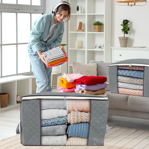 3Pcs Zippered Storage Bag for Closet King Comforter, pillow - Image 6