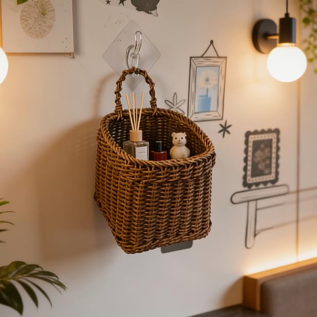 1 Pack Hanging Basket Woven Wall Baskets Hanging Storage Basket - Image 4