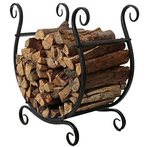 MyGift Black Metal Freestanding Firewood Rack | Home Organization - Image 7
