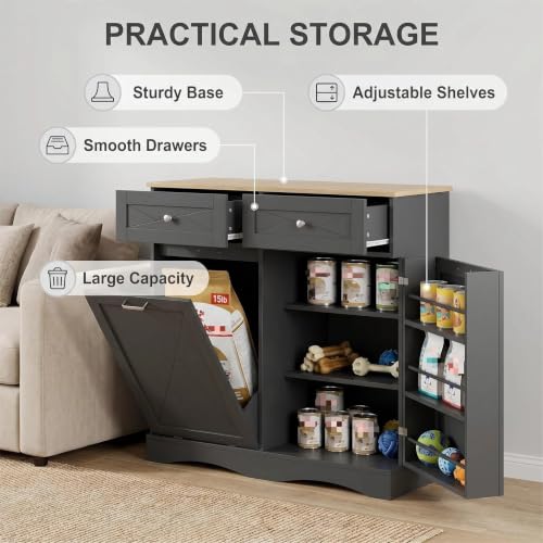 37" Dog Food Storage Cabinet with Drawers - Image 4
