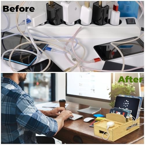 ZOOFOX Bamboo Charging Station for Multiple Devices, Desk Docking - Image 7