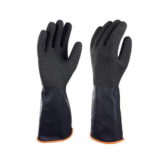 North Tower Chemical Resistant Gloves Rubber Heavy Duty Glove Work With Waterproof Gloves For Mens （14in,1 pair）
