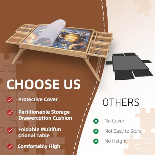 29.92"x22.04"Wooden Puzzle Table with Drawers Cover - Image 5