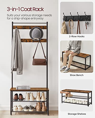 VASAGLE Coat Rack, Hall Tree with Shoe Storage Bench - Image 5
