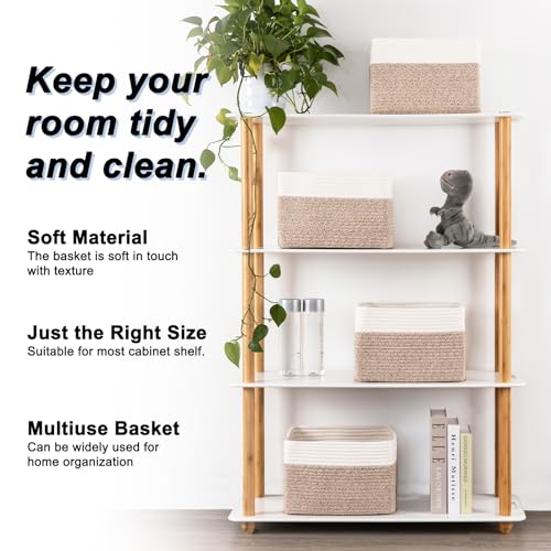 4 Pack Storage Baskets for Organizing, Woven Baskets for Shelves - Image 3