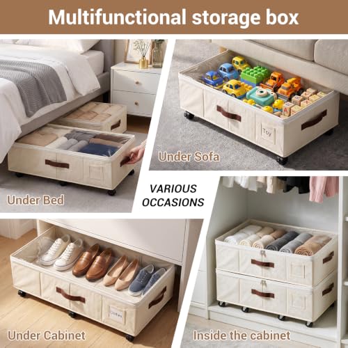 2 Pack Underbed Storage Boxes with Wheels, White - Image 5