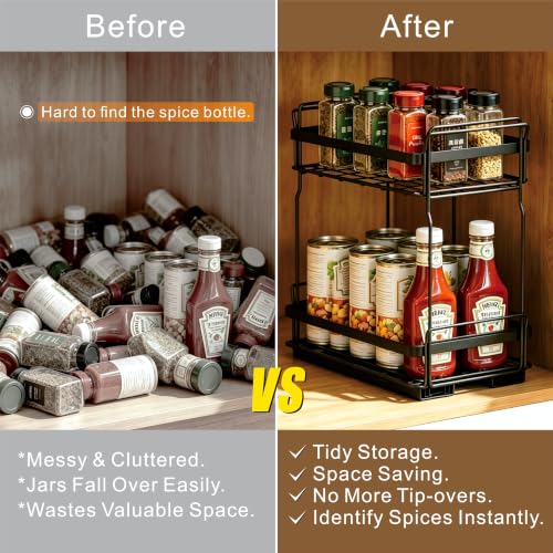 2 Pack Pull Out Spice Rack Organizer for Inside Kitchen Cabinets - Image 7